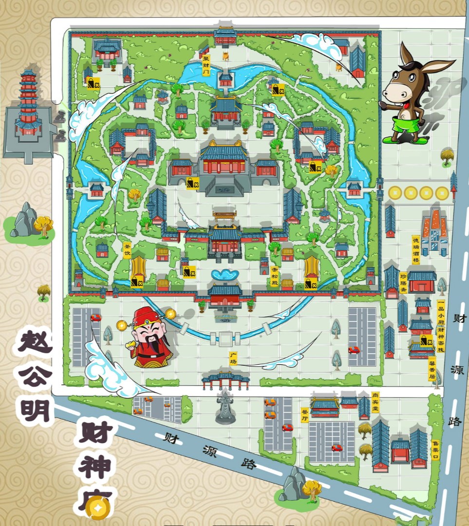 绥化寺庙类手绘地图